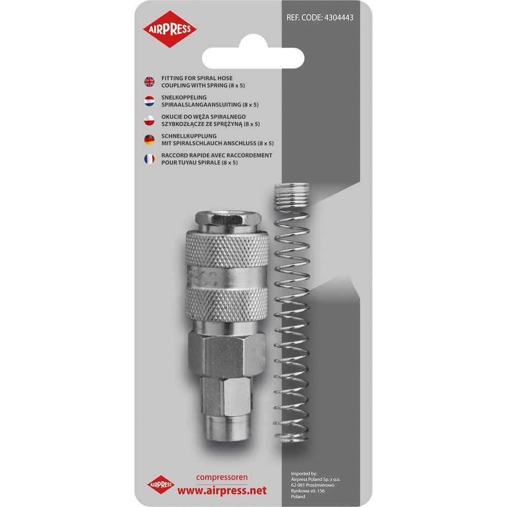 Airpress 4304443 - Okucie do węża spiralnego 8 x 5 mm szybkozłącze ze sprężyną