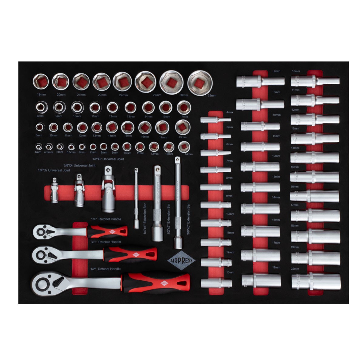 Airpress 79155 - Kompaktowy wózek narzędziowy z osprzętem 250 elementów - 7 szuflad