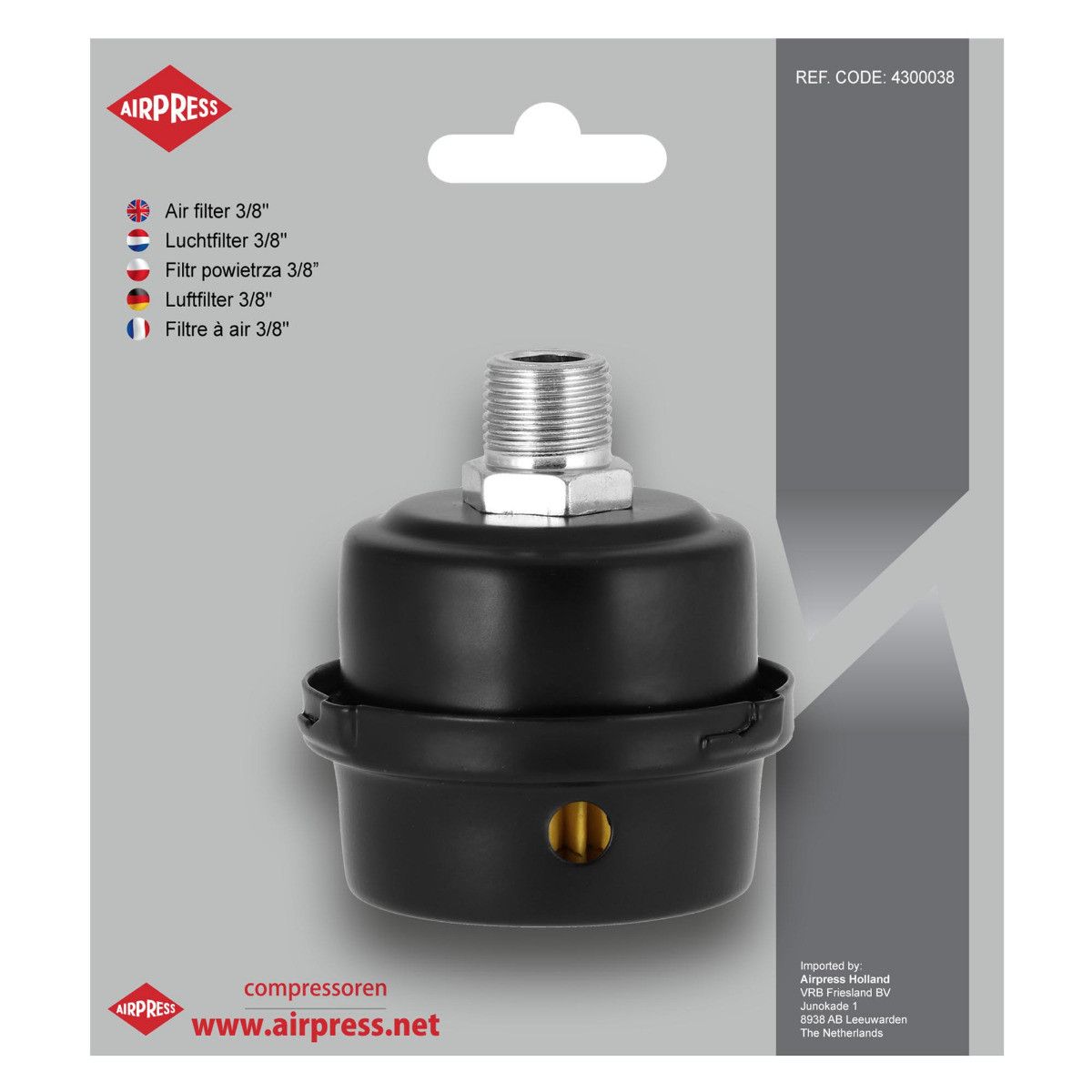 Airpress 4300038 - Metalowy filtr powietrza do kompresora 3/8"