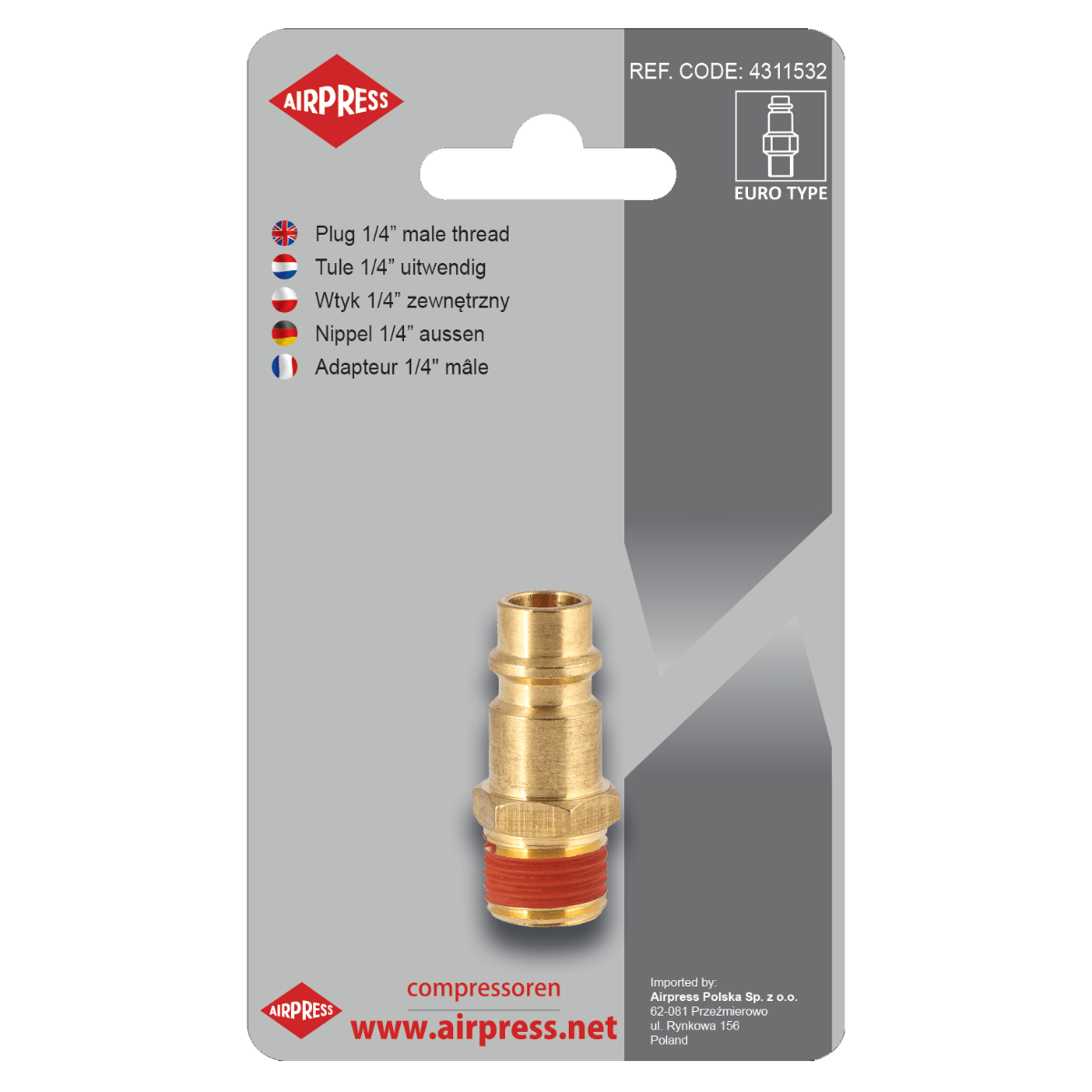Airpress 4311532 - Wtyk 1/4" GZ Euro