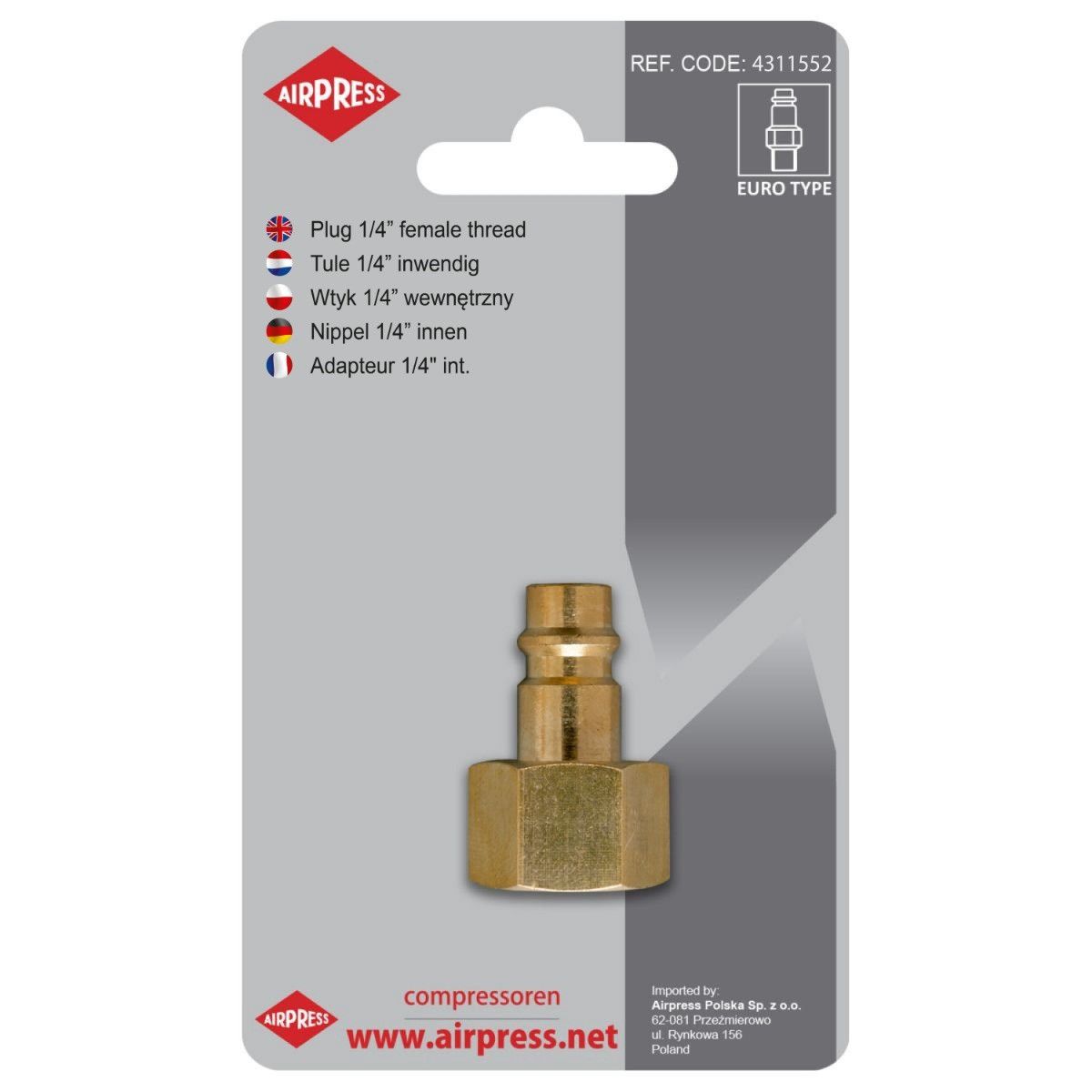 Airpress 4311552 - Wtyk 1/4" GW Euro