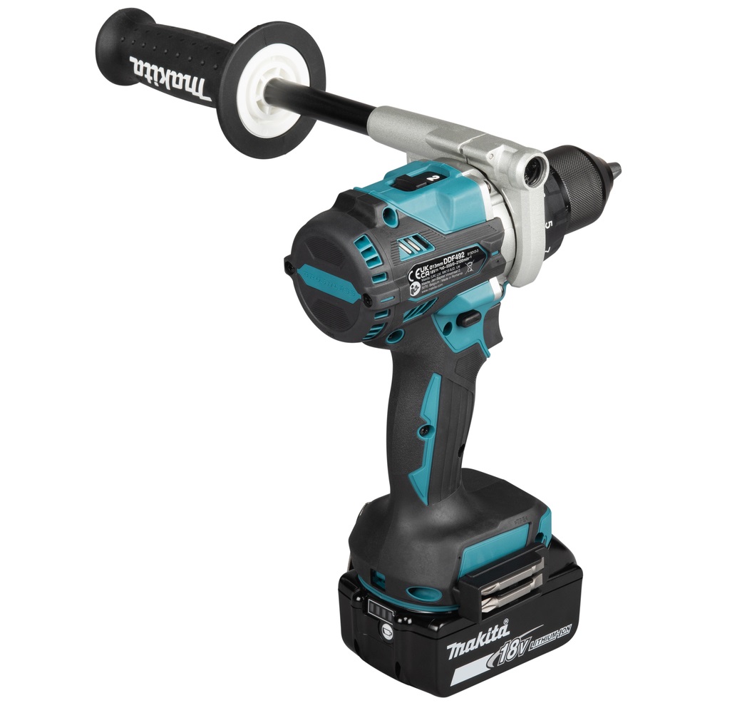 Makita DLX2544TJ - Zestaw combo - Akumulatorowa wiertarko-wkrętarka DDF492 18 V + akumulatorowa szlifierka kątowa DGA513 18 V