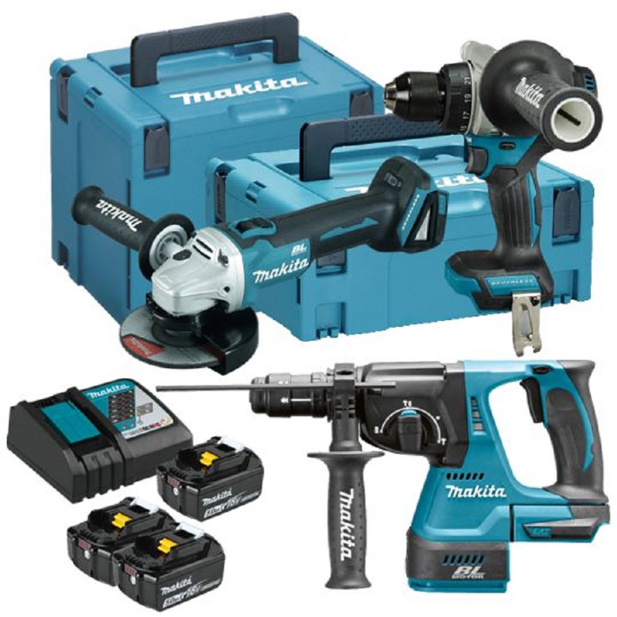 Makita DLX3202TJ - Zestaw combo DGA506 + DDF492 + DHR243 18 V