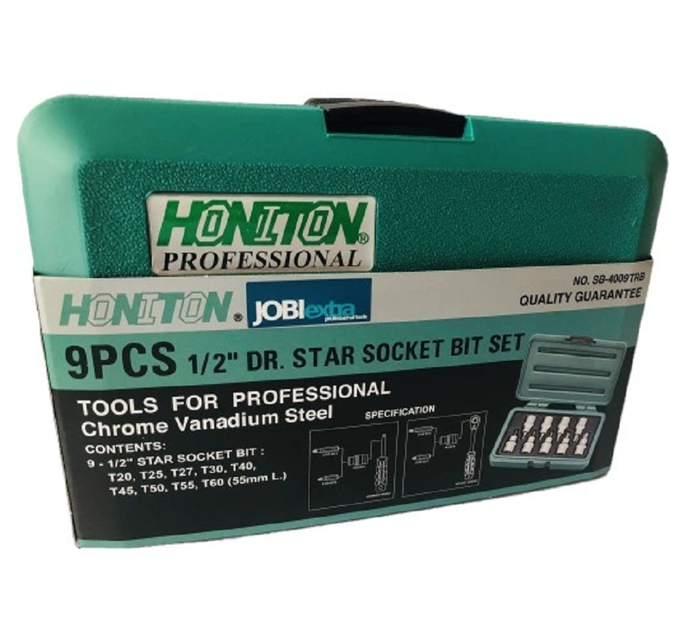 Honiton H.4007 - Zestaw nasadek zewnętrznych Torx T20-T60 1/2" - 9 elementów