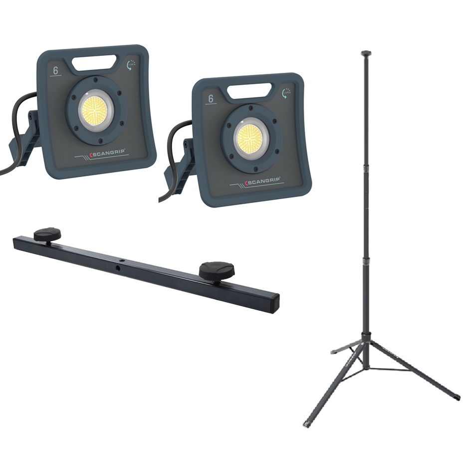 Scangrip 49.05952 - Zestaw 2x Nova 6 forLIFE + tripod 3M + podwójny uchwyt Dual Bracket