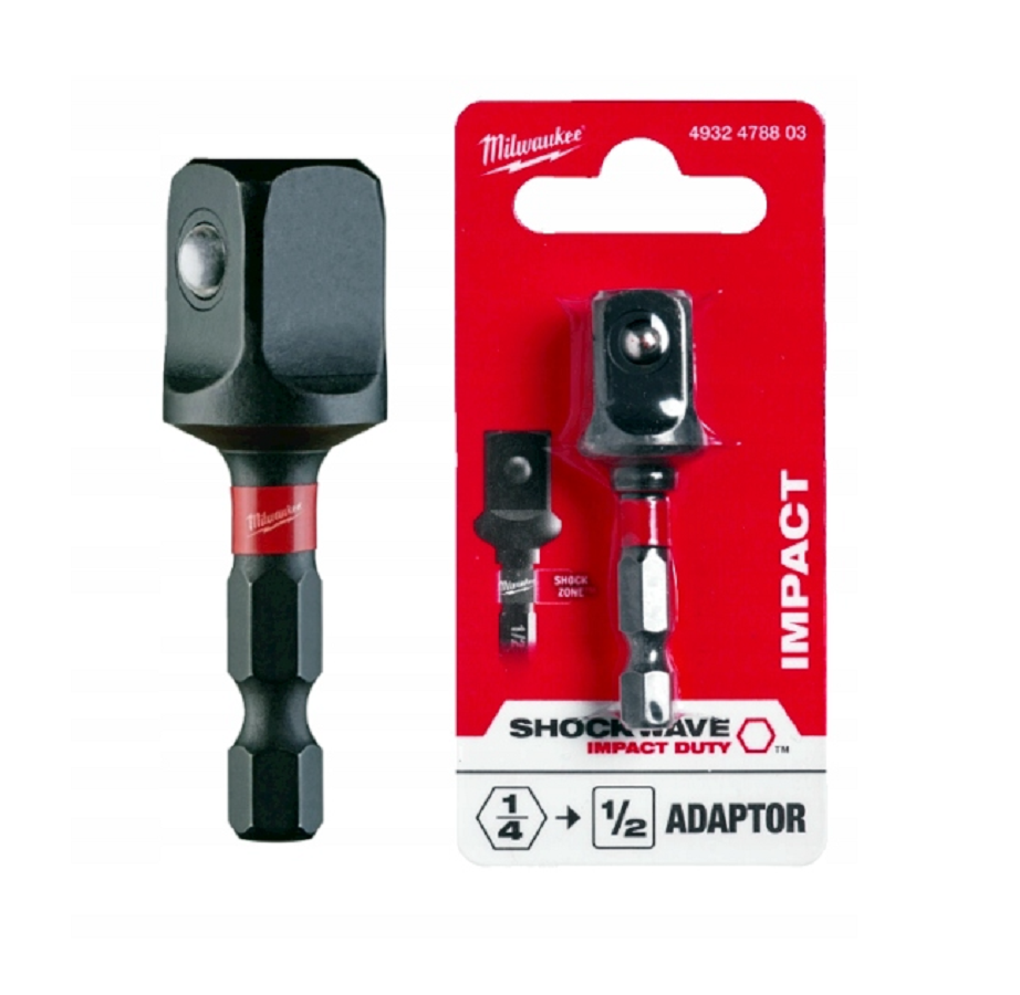 Milwaukee 4932478803 - Adapter gniazda Shockwave 1/4" - Hex 1/2" kwadrat 55 mm