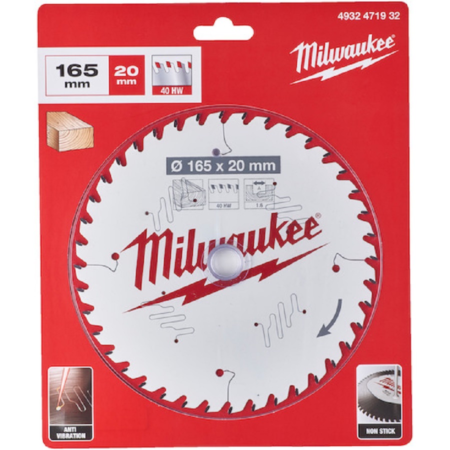 Milwaukee 4932471932 - Tarcza pilarska do drewna czyste cięcie 165x20 mm / 40 zębów