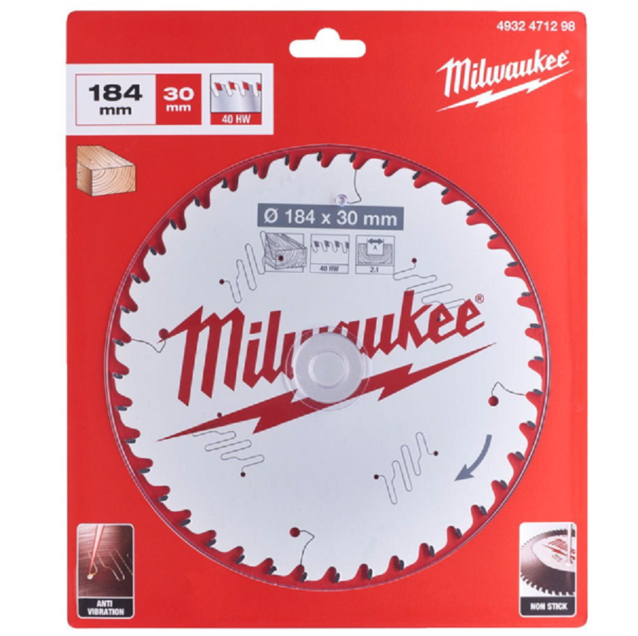 Milwaukee 4932471298 - Tarcza pilarska do drewna czyste cięcie 184x30 mm/ 40 zębów