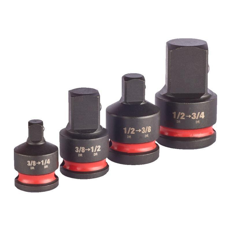 MILWAUKEE 4932480356 - Zestaw adapterów udarowych Hex, 1/2" - 3/4", 1/2" - 3/8", 3/8" - 1/2", 3/8" - 1/4" (4 szt.)