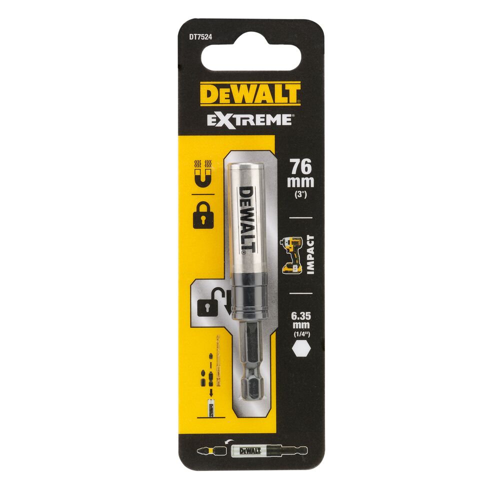 Dewalt DT7524 - Udarowy adapter magnetyczny z blokadą 1/4"  Extreme 76mm