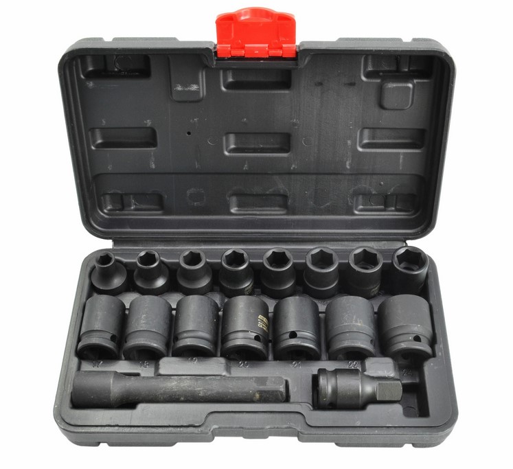 AWTOOLS ZESTAW NASADEK UDAROWYCH 1/2" - KRÓTKIE BLACK LINE - 15 sztuk