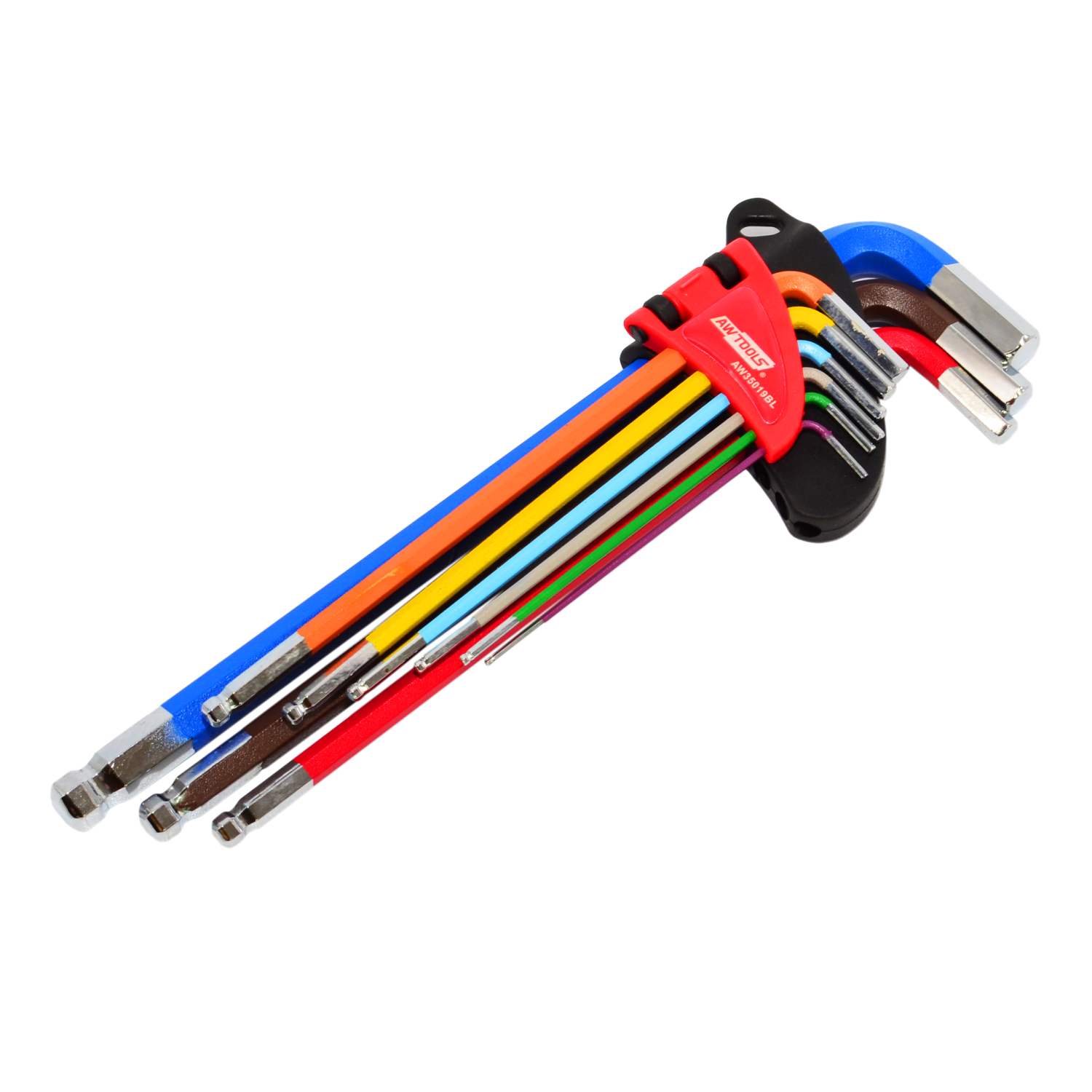 AWTOOLS AW35019BL - KLUCZE IMBUSOWE HEX/ 1,5-10,0mm/ 9szt. KOLOR KULA DŁUGIE BLACK LINE