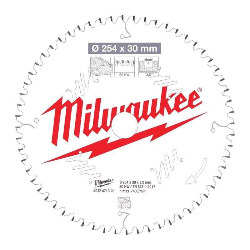 Milwaukee 4932471320 - Tarcza pilarska do drewna 254 x 30 mm, 60 zębów