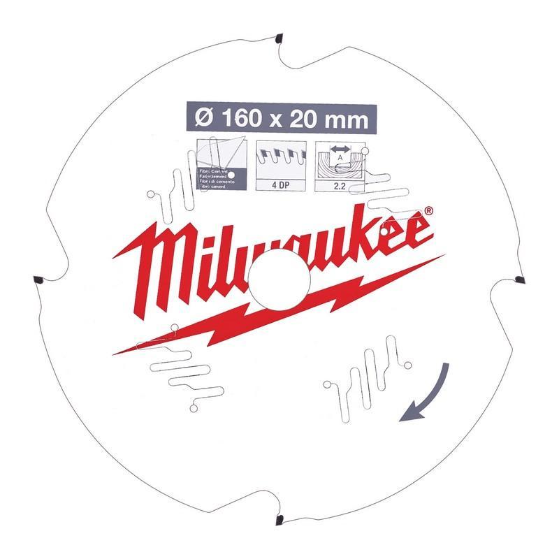 Milwaukee 4932471293 - Tarcza pilarska do materiałów abrazyjnych, cementu włóknistego i włókna szklanego 160 x 20 mm, 4 zęby