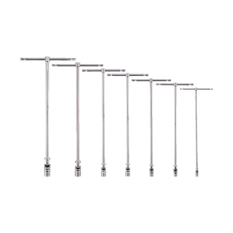 Milwaukee 4932492674 - Zestaw kluczy nasadowych T przegubowych, 6-kątnych, z przesuwną rękojeścią, 8 - 19 mm (7 szt.)