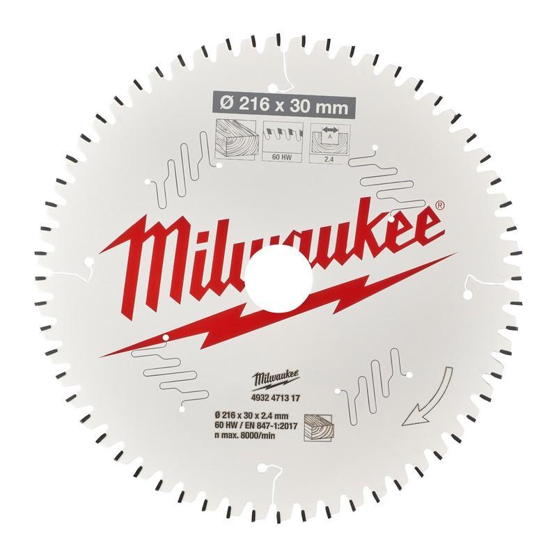 Milwaukee 4932471317 - Tarcza pilarska do drewna, czyste cięcie 216 x 30 mm, 60 zębów