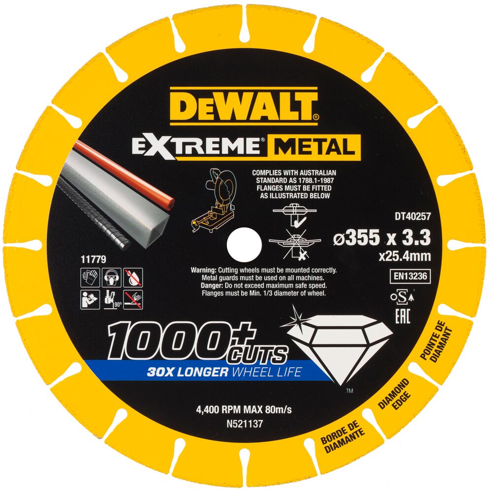DEWALT DT40257 - Tarcza diamentowa do cięcia stali, 355/25,4 /3.3mm