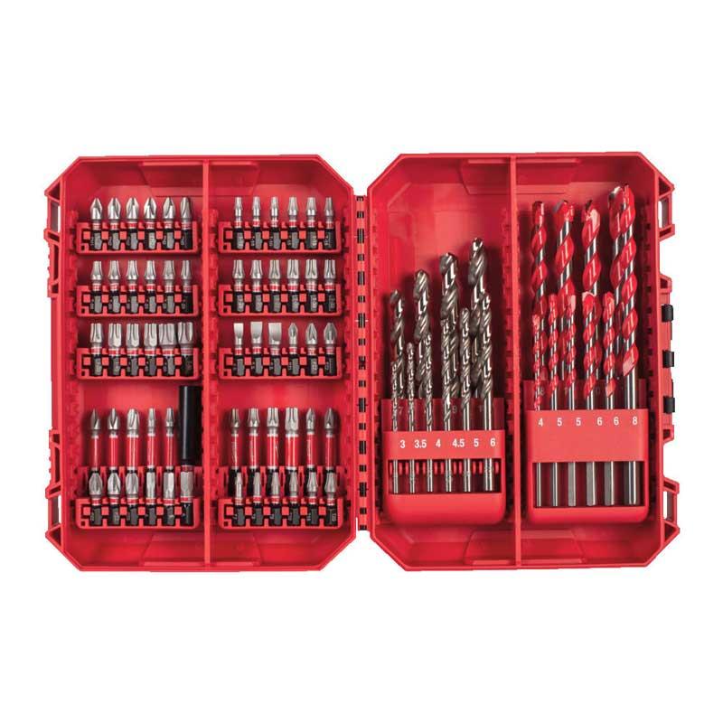 Milwaukee 4932501309 - Zestaw bitów udarowych i wierteł Shockwave do śrub płaskich, Phillips, Pozidriv,Torx i Hex (80 szt.)