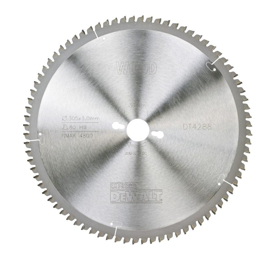 DEWALT DT4288 - Piła tarczowa EXTREME do cięcia drewna, aluminium, forniru, laminatów, PVC, 305/30/3.0mm, 80 zębów