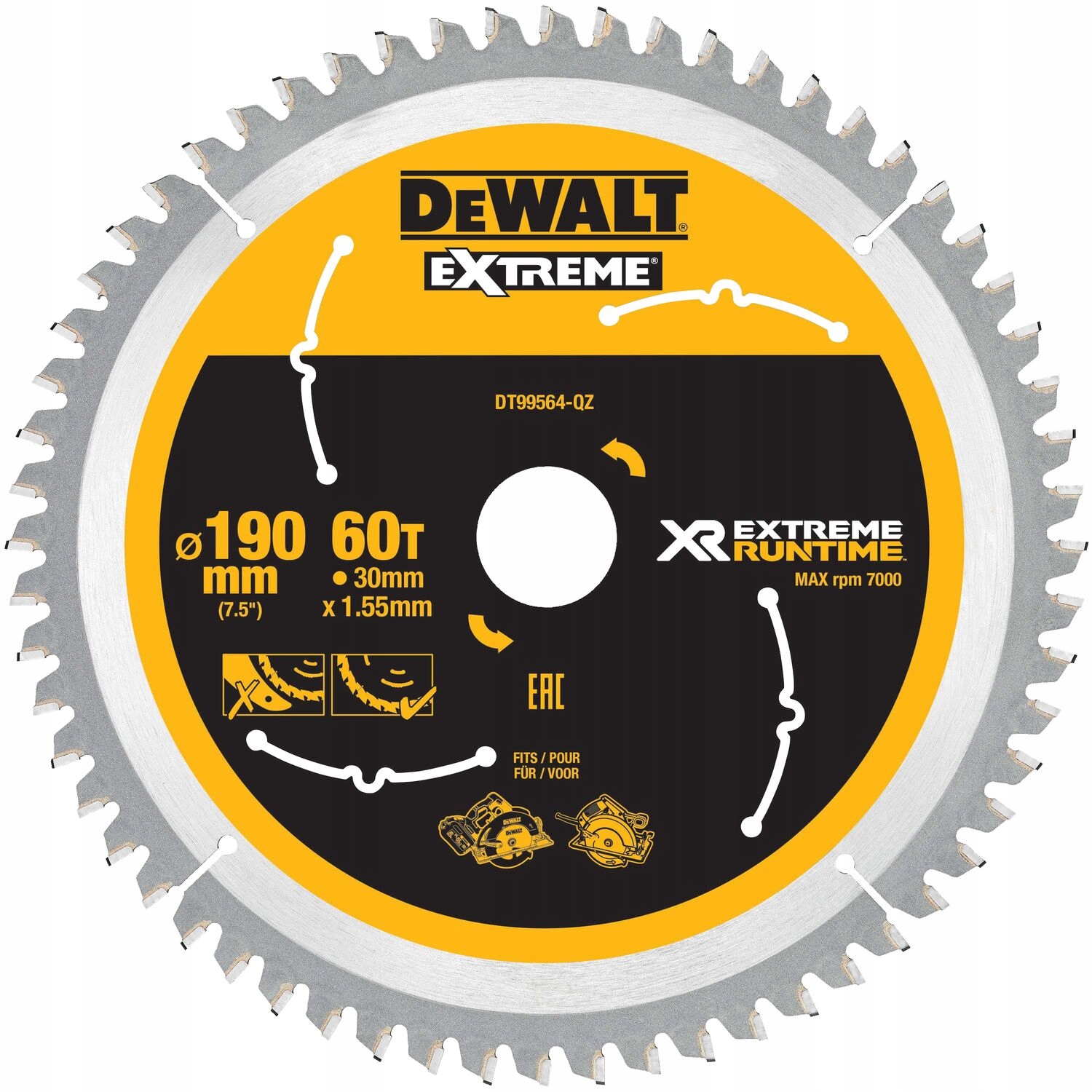 DEWALT DT99564 - Piła tarczowa190x30mmx60z