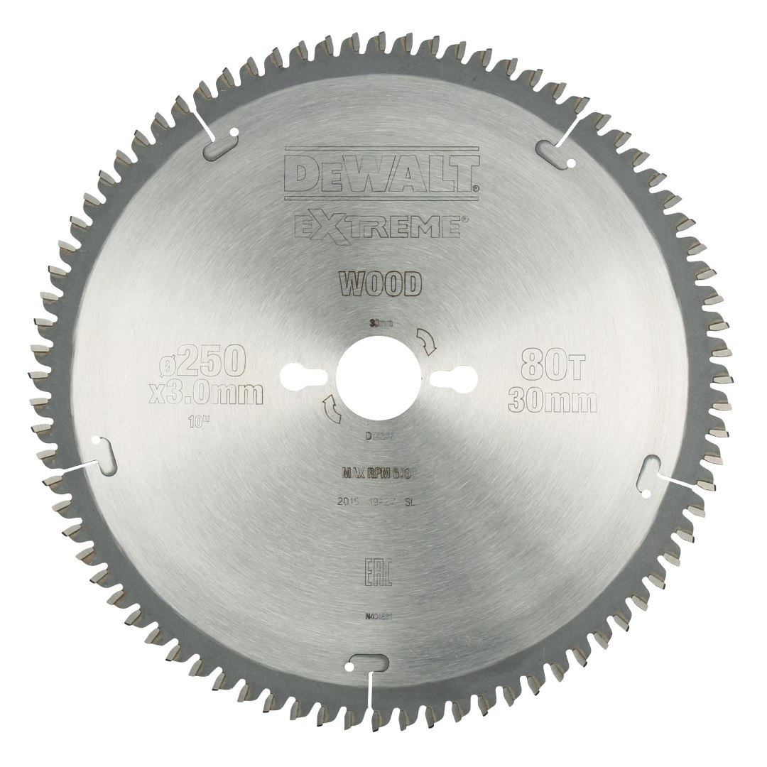 DEWALT DT4287 - Piła tarczowa EXTREME do cięcia drewna, aluminium, laminatu, PVC 250/30/3,0mm, 80 zębów