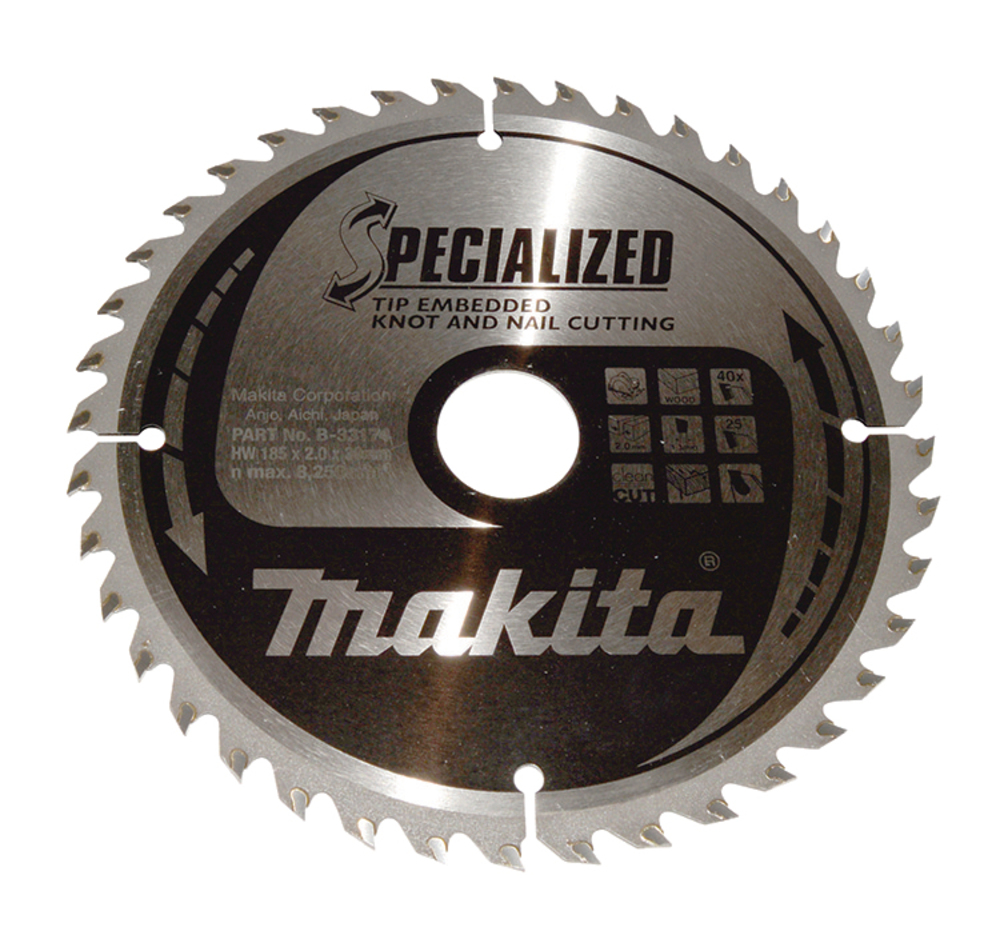 Makita B-33174 - Piła tarczowa 185x30x40z specjalized drewno (z gwoździami i sękami)