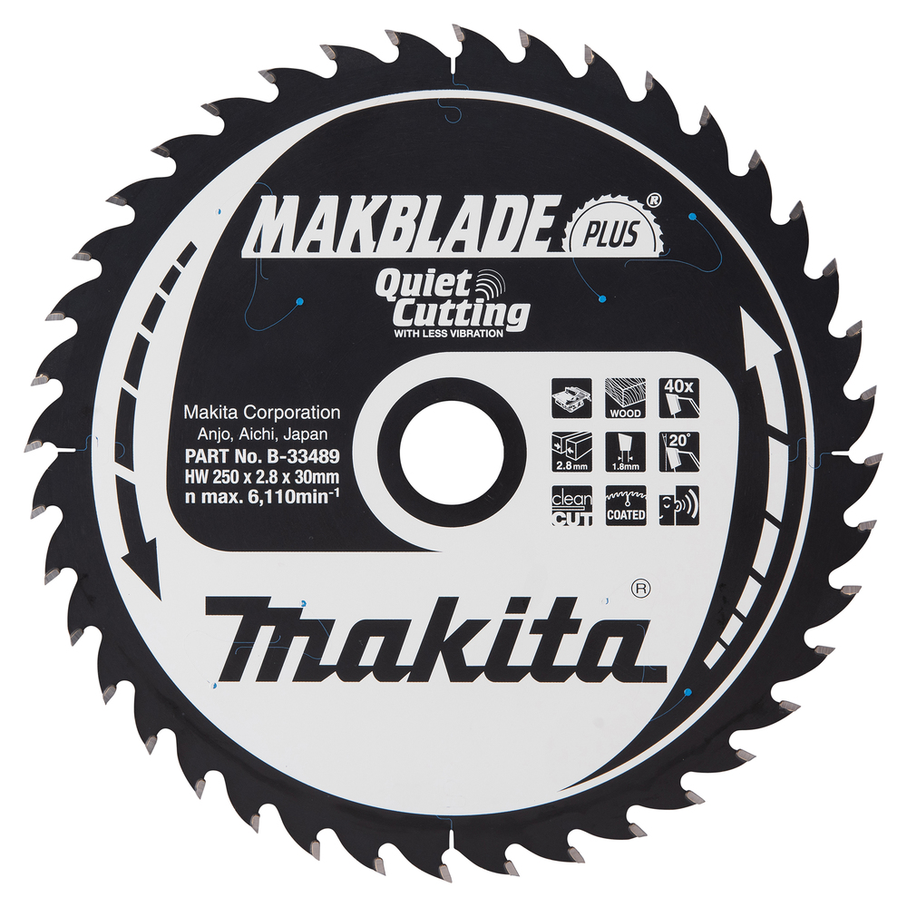 Makita B-33489 - Piła tarczowa 250x30x40z Mablade Plus Drewno