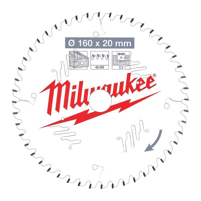 Milwaukee 4932471291 - Tarcza pilarska do drewna, czyste cięcie 160 x 20 mm