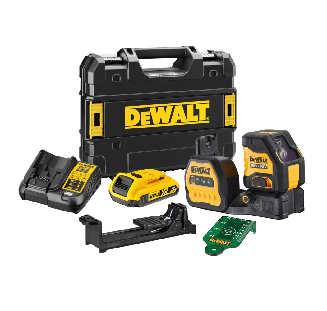 DEWALT DCE088D1G18 - Laser liniowy krzyżowy 10,8/18V z zieloną wiązką 30m 1x2.0Ah