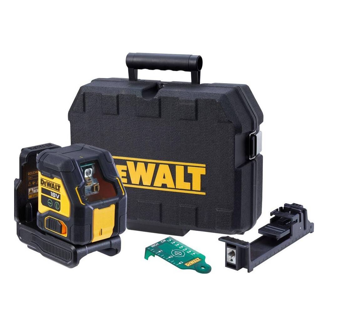 DEWALT DCLE34021N - Laser krzyżowy z wiązką zieloną, zasięg 55m