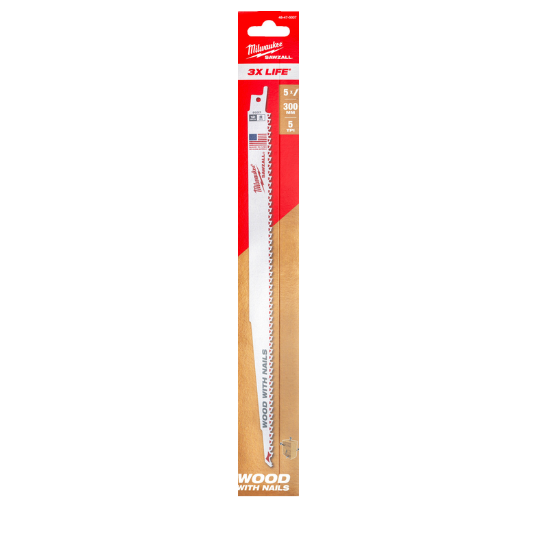 Milwaukee 48475037 - Brzeszczot do drewna 300mm 5 Tpi 5szt