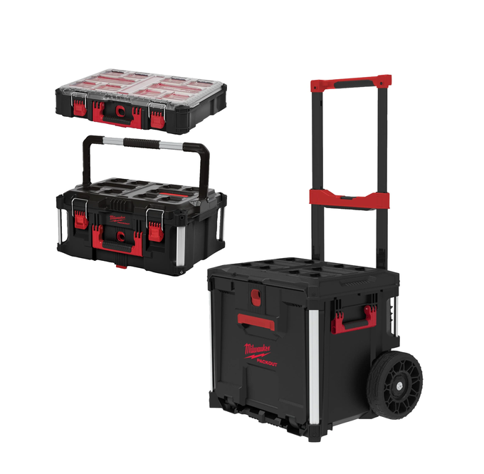 Milwaukee 4932498984 - 3-częściowy zestaw PACKOUT™ na wózku