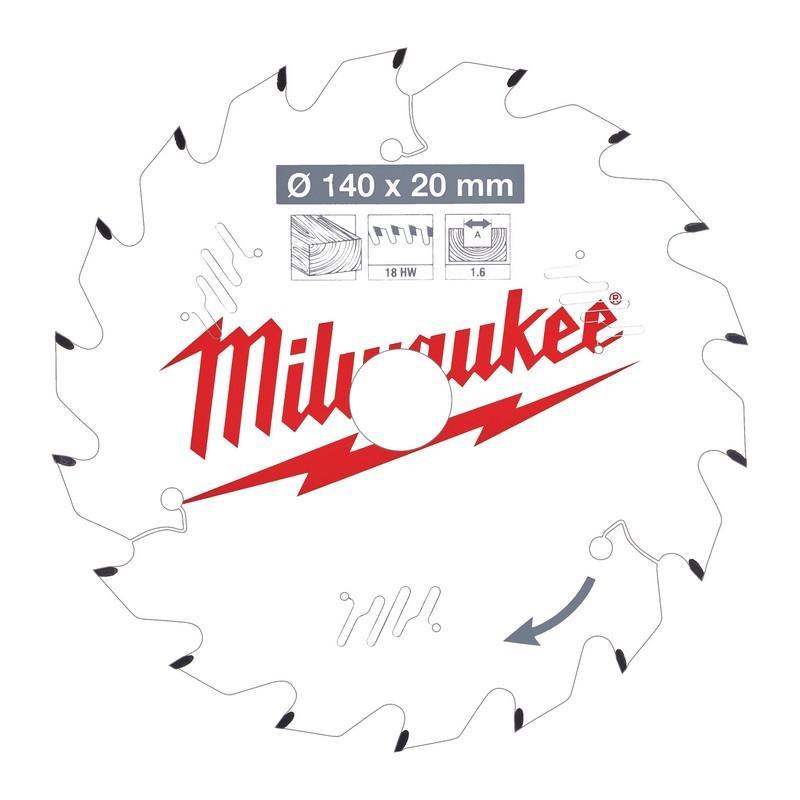 Milwaukee 4932471310 - Tarcza pilarska do drewna 140 x 20 mm 18 zębów