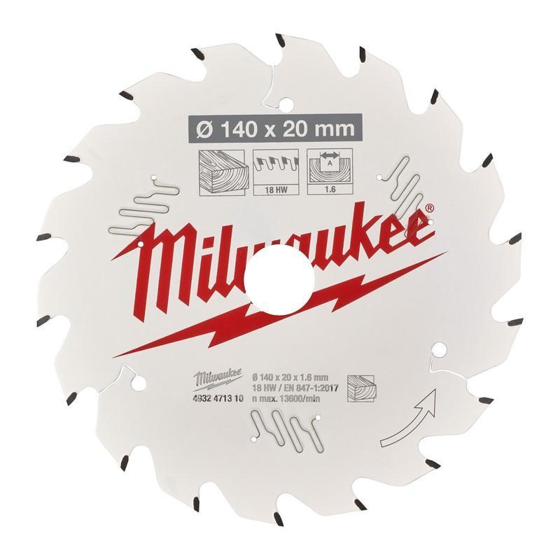 Milwaukee 4932471310 - Tarcza pilarska do drewna 140 x 20 mm 18 zębów