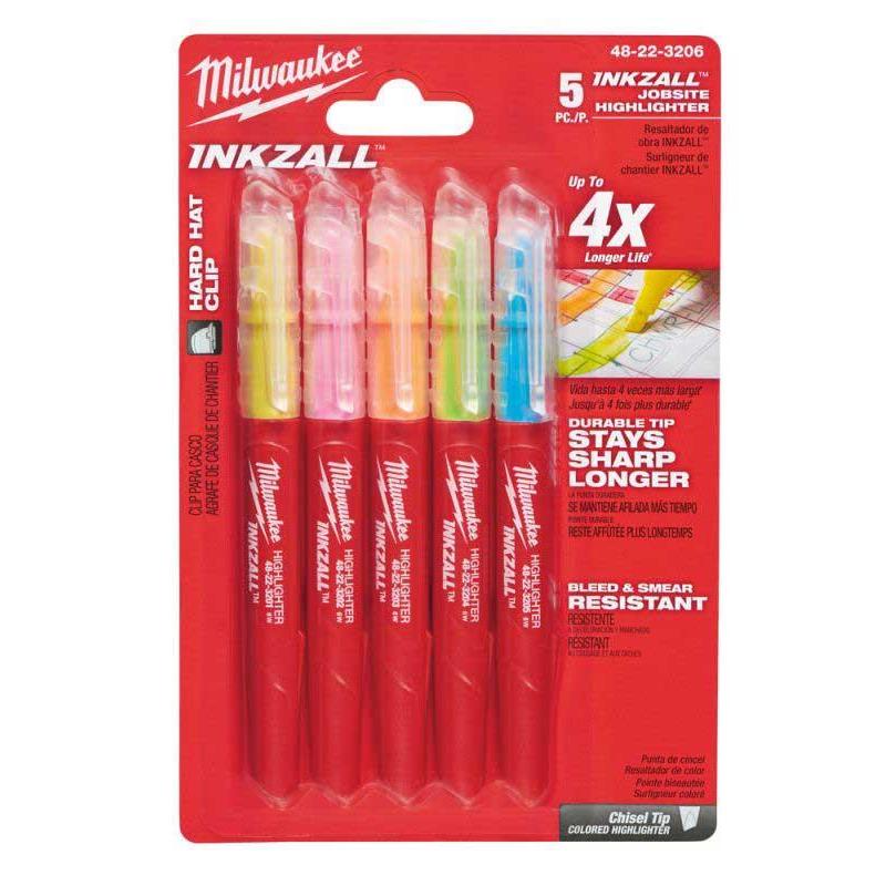 Milwaukee 48223206 - Markery zakreślacz kolorowe (5 szt.)