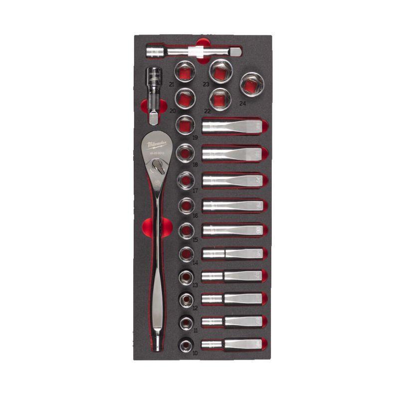 Miwaukee 4932479826 - Moduł nasadek i akcesoriów 1/2", 10 - 24 mm (28 szt.) + wkładka piankowa
